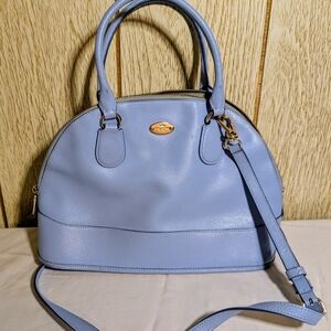 Coach Pebbled Leather Dome Satchel | Light Blue | Crossbody & Top Handle